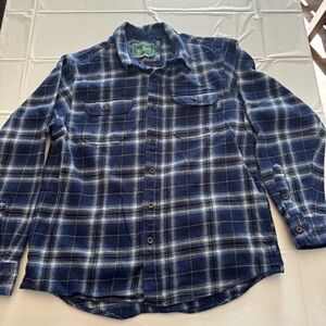 Woolrich Blue and White Casual Button Down Shirt Mens Size Large